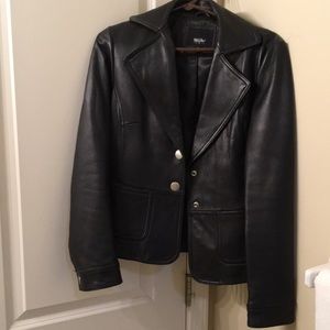Mossimo fitted black leather jacket, size M
